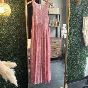 Pink sequin dress long